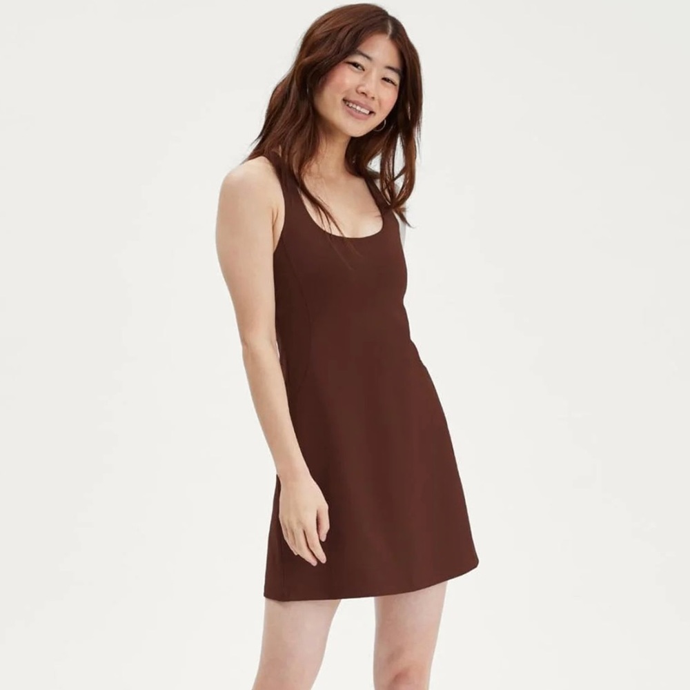 Girlfriend Collective Paloma Racerback Exercise Dress (M) in Earth